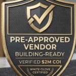 ELcleaning Pre-Approved Vendor badge with verified $2M COI for luxury high-rises.