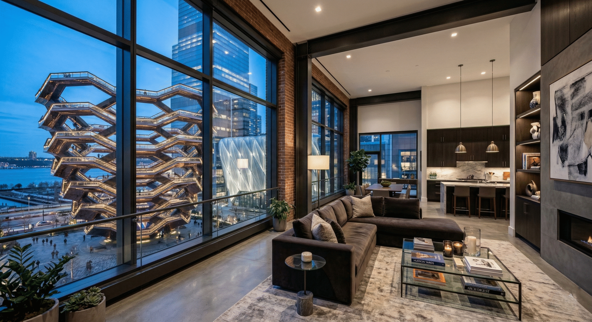 Luxury loft interior or view of the Hudson Yards Vessel cleaned by ELcleaning